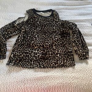SET Leopard Print  Long Sleeve Top sz XO Pants 1X